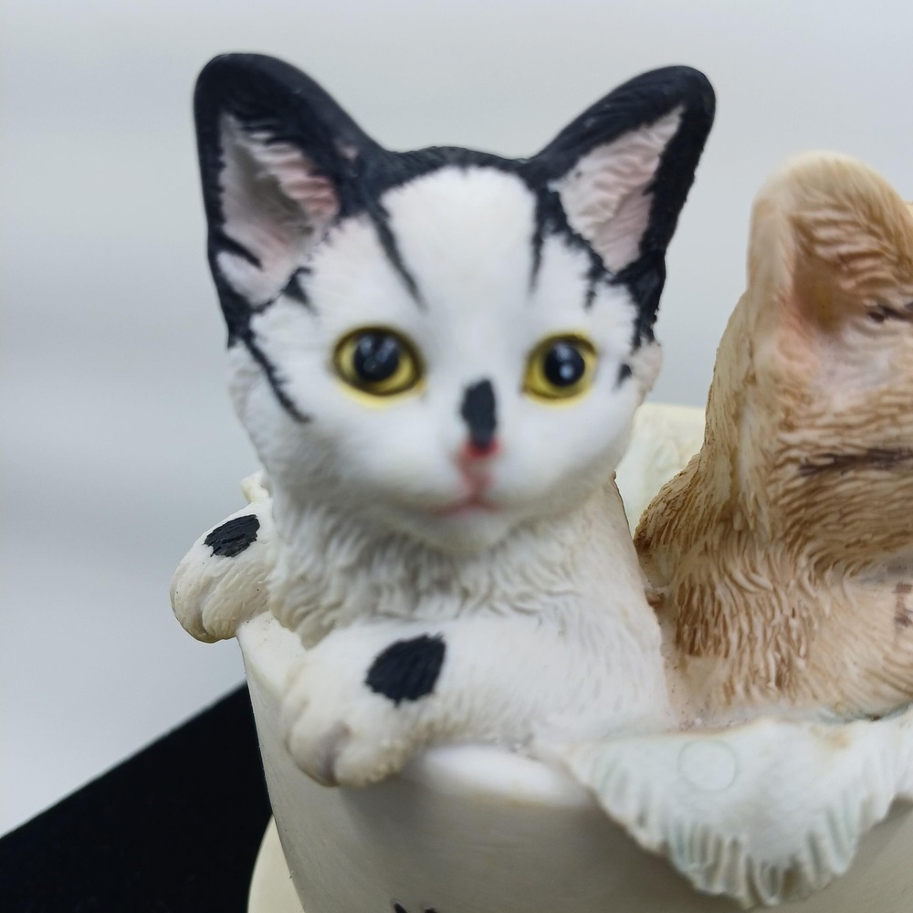 Delton Products Kittens in Teacup Figurine Resin Cat Paw Prints Home Decor Small